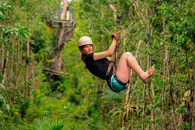 4 activities in 1 Horse Riding, ATV Shared, Cenote & Ziplines from Cancún - Six zip lines above the jungle