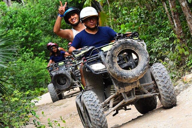 4 activities in 1 Horse Riding, ATV Shared, Cenote & Ziplines from Cancún - Cooling off in a freshwater cenote