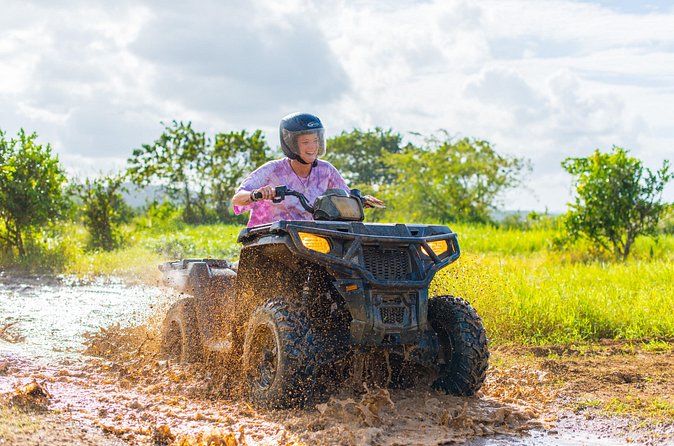 ATV, Horseback Ride, Zipline, Falls Climb + Lunch from Ocho Rios - Ziplining across Dunn’s River Falls