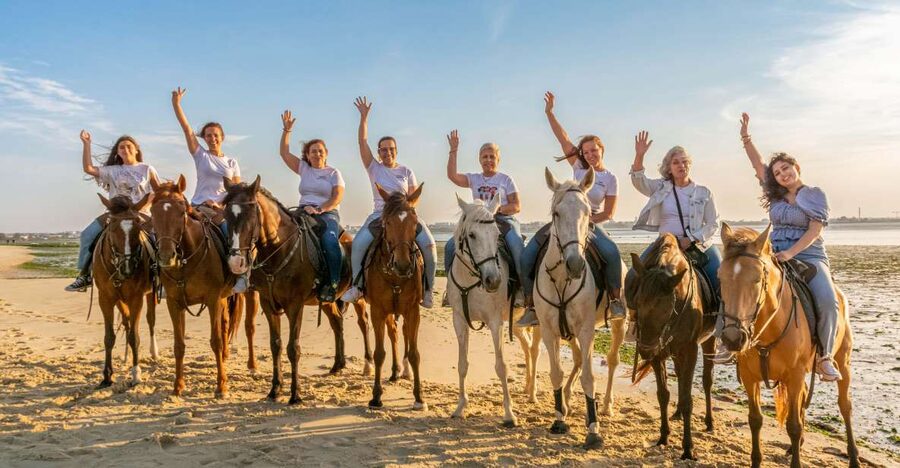 Beach Horseback Riding in GROUP + Photo Report - PDT - Following the river beach at a walk