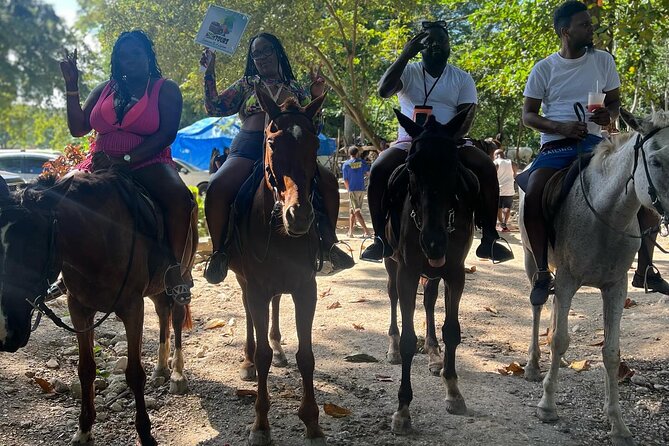 Blue Hole Falls& Horseback Riding Tour Ocho Rios from Montego Bay - Riding from the trail into the sea