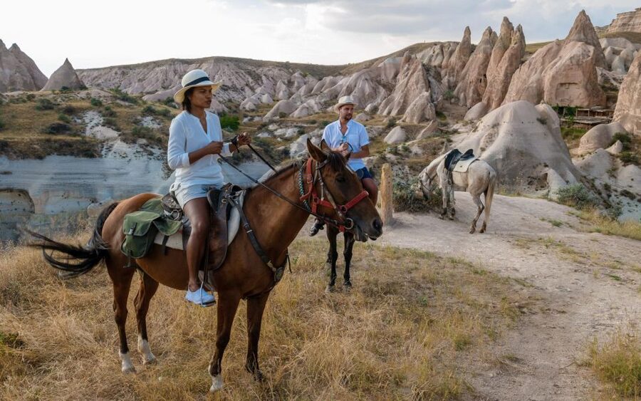 Cappadocia: Sunset Horseback-Riding Tour - Meeting the horses in Cappadocia
