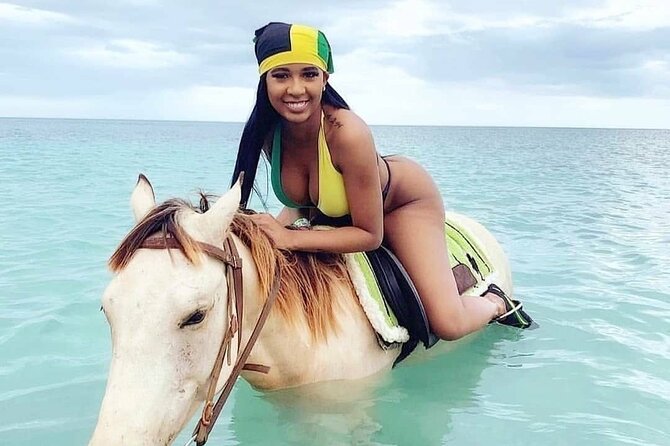 Epic Horseback Ride & Swim and Blue Hole From Montego Bay Private - St. Ann’s Bay: riding from trail to sea