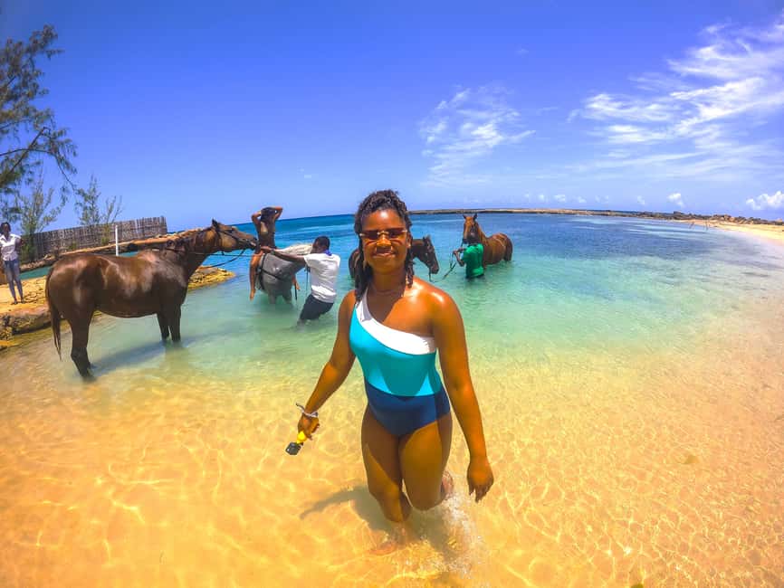 From Falmouth: Horseback Ride and Swim Beach Trip - Swimming bareback in the Caribbean Sea