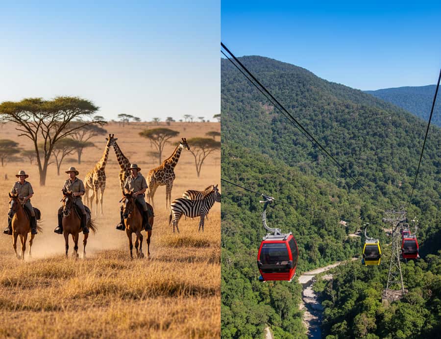 From Johannesburg: Horse-Riding Safari and Cable Car Tour - What steering your own horse means