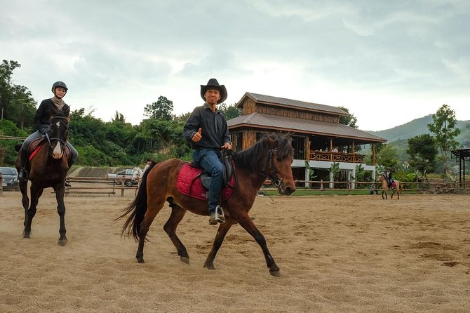 Horse Lesson+Riding+Wat Tonkwen wooden temple.Chiangmai - Learning the basics at the horse park