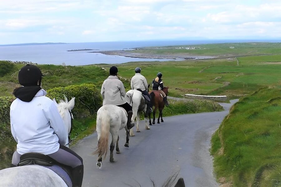Horse riding the mountain trail. Clare. Guided, 2 hours - The views: Cliffs of Moher, Aran Islands, and Connemara