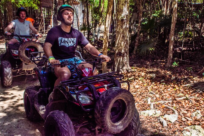 Horseback Ride, ATV's (Shared), Ziplines & Cenote Swim! From Cancun & Riviera - ATV riding on cobbled jungle roads