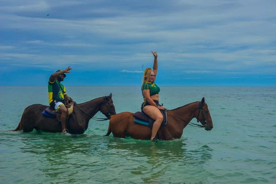 Horseback Riding and Dunn's River Falls Combo Tour - Climbing the falls, one terrace at a time