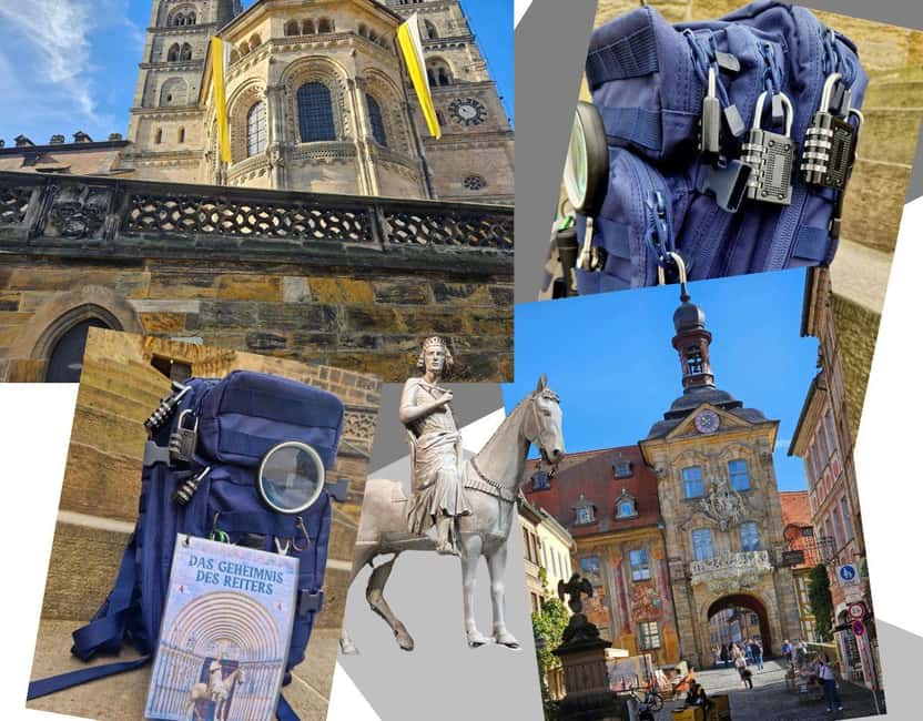 Outdoor Escape Game with puzzle backpack Bamberg: The Secret of the Horseman - The backpack is puzzle number one
