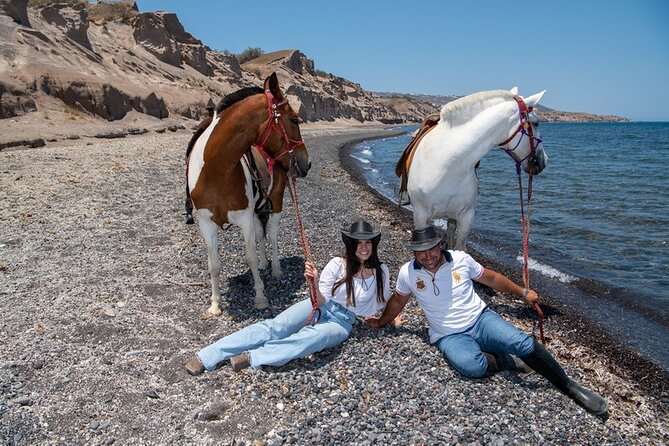 Premium Secluded Black Beach Horseback Riding Tour in Santorini - Ravines, caves, and a small white church