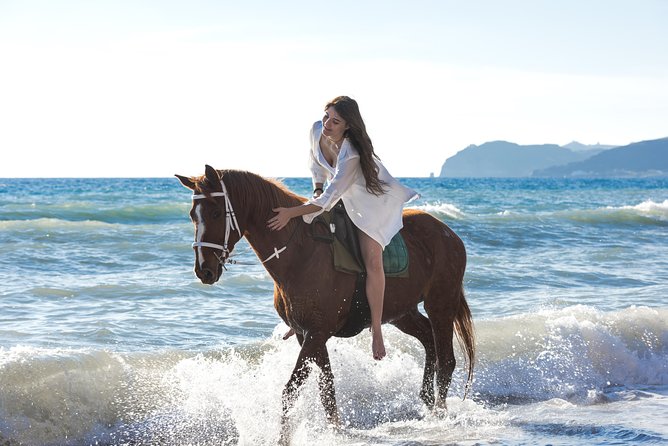 Santorini Horse Riding to Black Sandy Beach - Volcanic paths with wide Aegean views