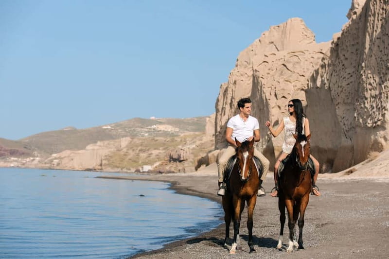 Santorini: Horseback Riding on the Black Sandy Eros Beach - Through Dusty Trails and Volcanic Canyons