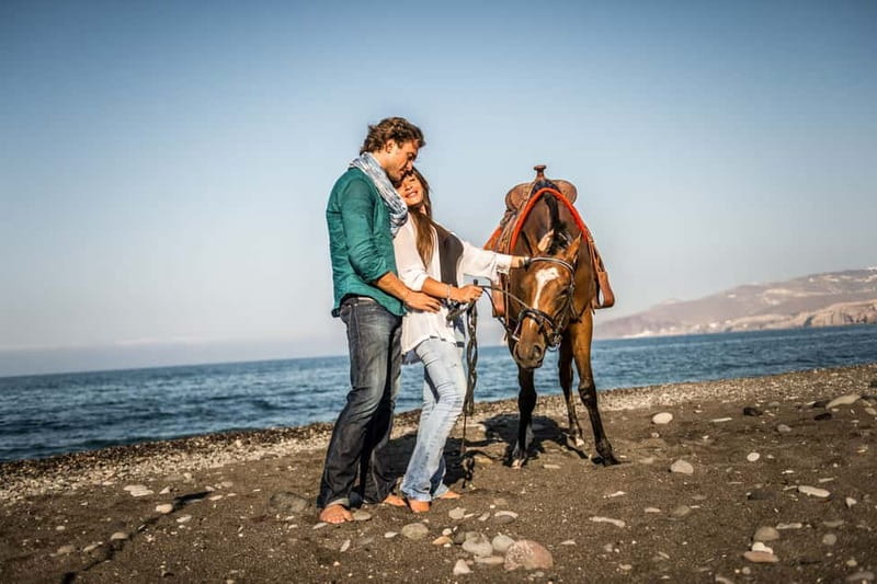 Santorini: Horseback Riding on the Black Sandy Eros Beach - Getting Comfortable at the Vlychada Stable