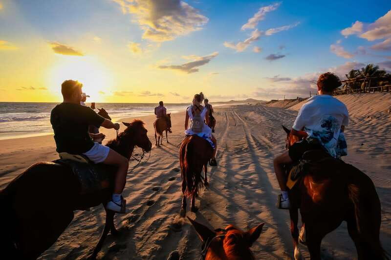Sunset by Horse on the Beach - The return after dark