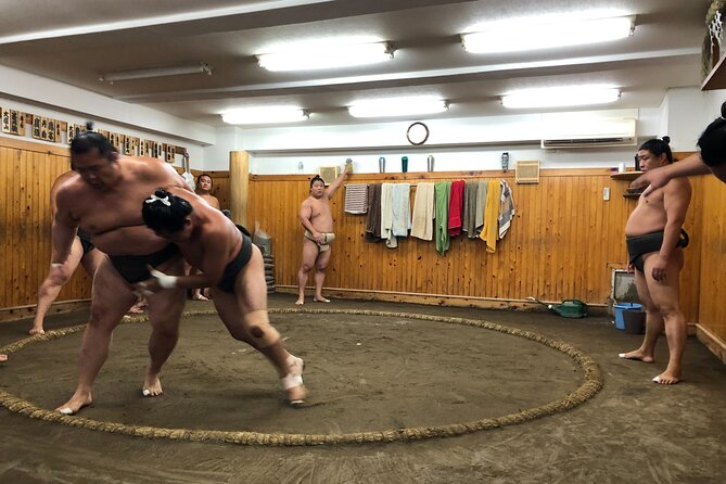 Tokyo Sumo Morning Training/ Sumo Practice with Wrestlers - The photo with a wrestler
