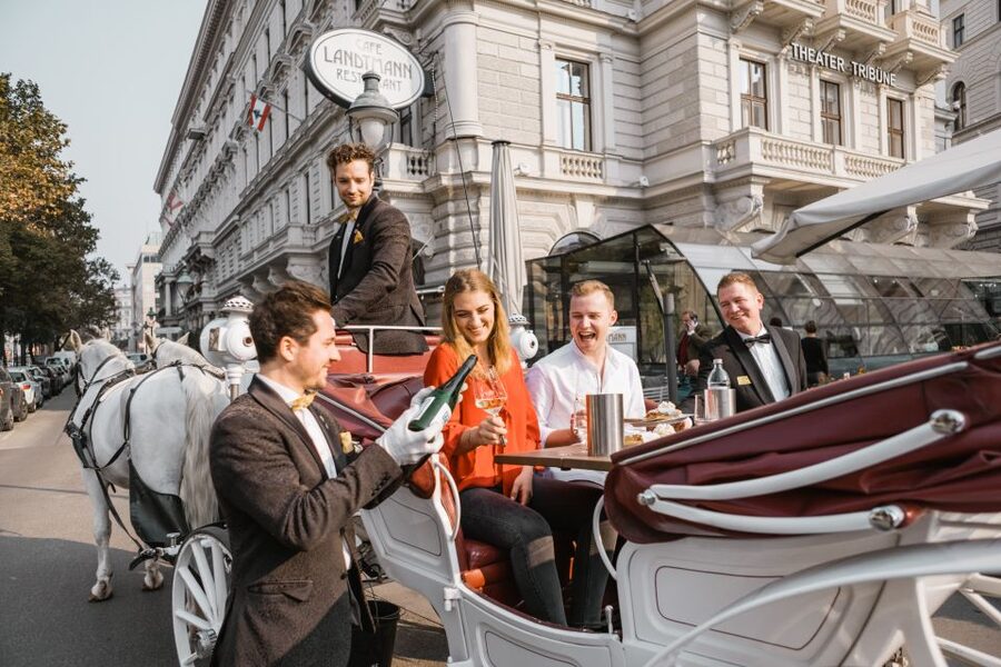 Vienna: Culinary Horse-Drawn Carriage Experience - Austrian food, sparkling wine, and the small table