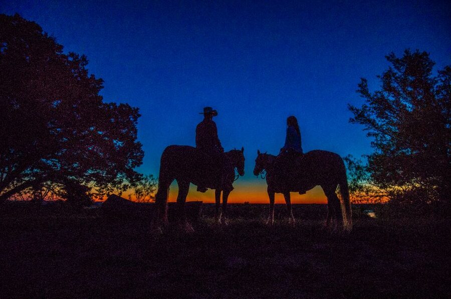 Waco: Sunset Horseback Ride - Following the ranch trail at sunset